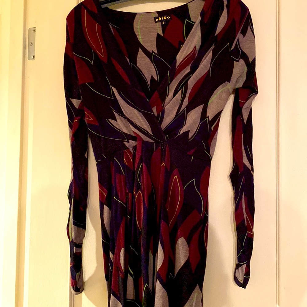Purple and navy jersey dress